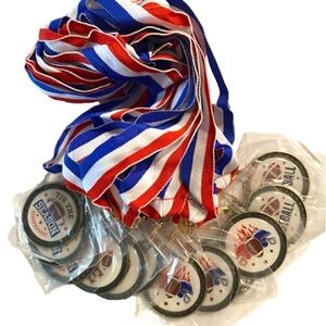 NEW-12 Pc FOOTBALL Assorted Medals Awards W/Ribbons for Kids and Adults